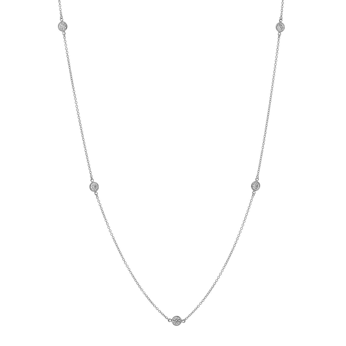 Tiffany & Co. Platinum Diamonds by the Yard 5 Diamond Necklace Designer Jewellery Tiffany and Co