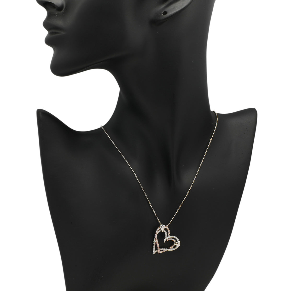 14K White Gold & Rose Gold 0.90 Carat Diamond Heart Pendant Fine Jewellery Modaselle