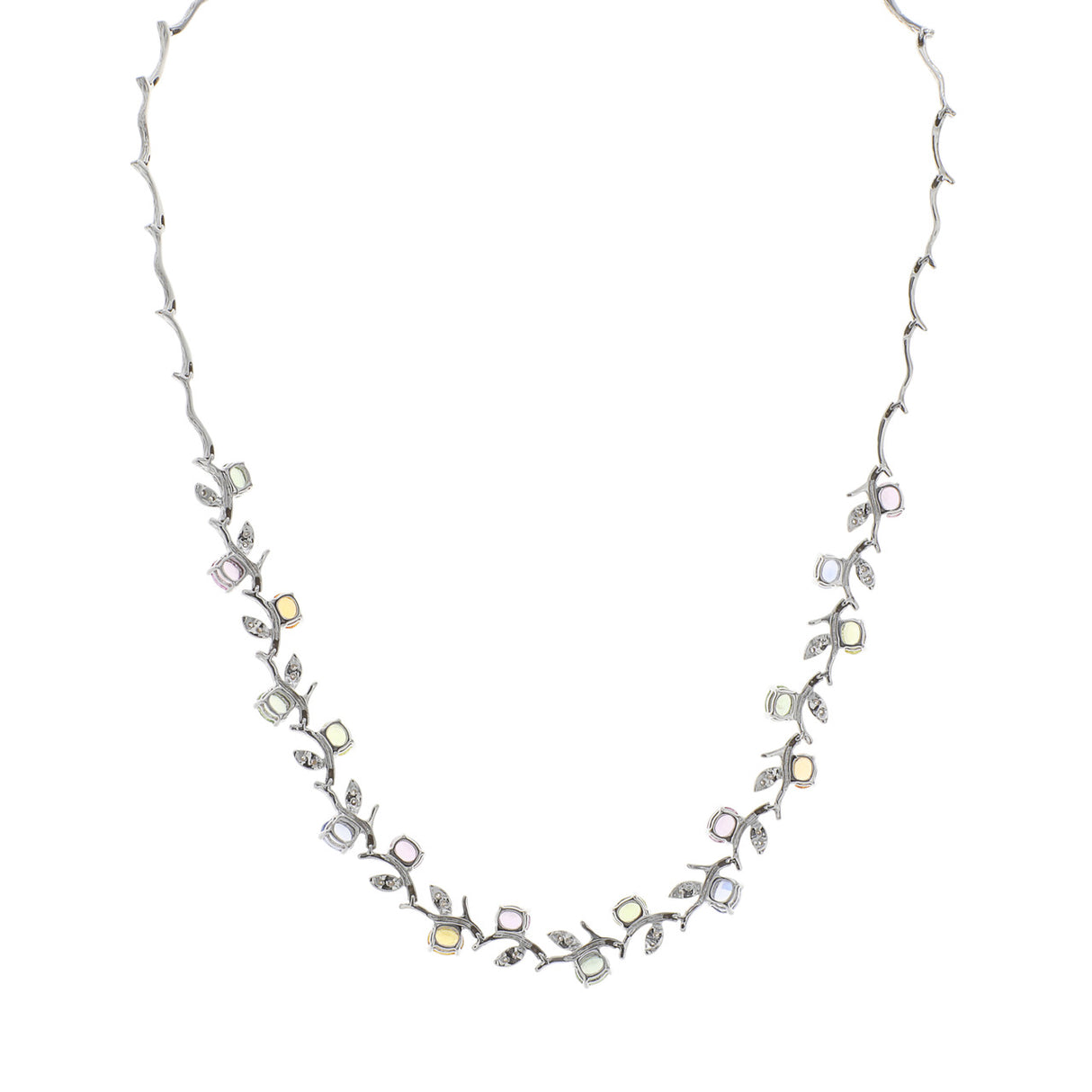 18K White Gold 8.64 Carat Sapphire & Diamond Necklace Fine Jewellery Modaselle