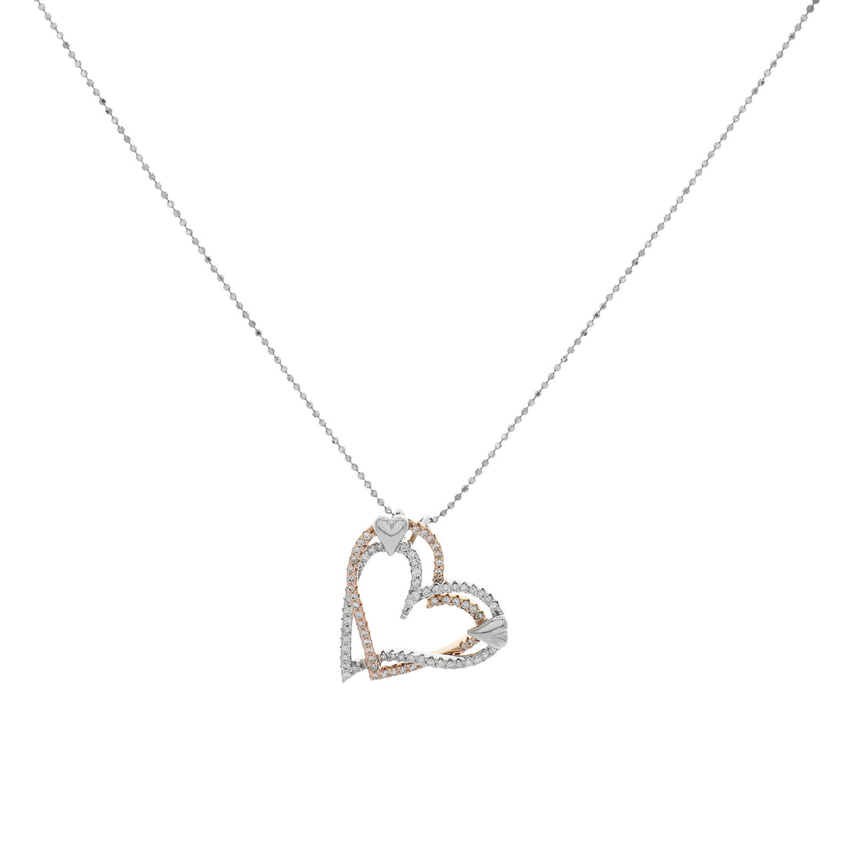 14K White Gold & Rose Gold 0.90 Carat Diamond Heart Pendant Fine Jewellery Modaselle