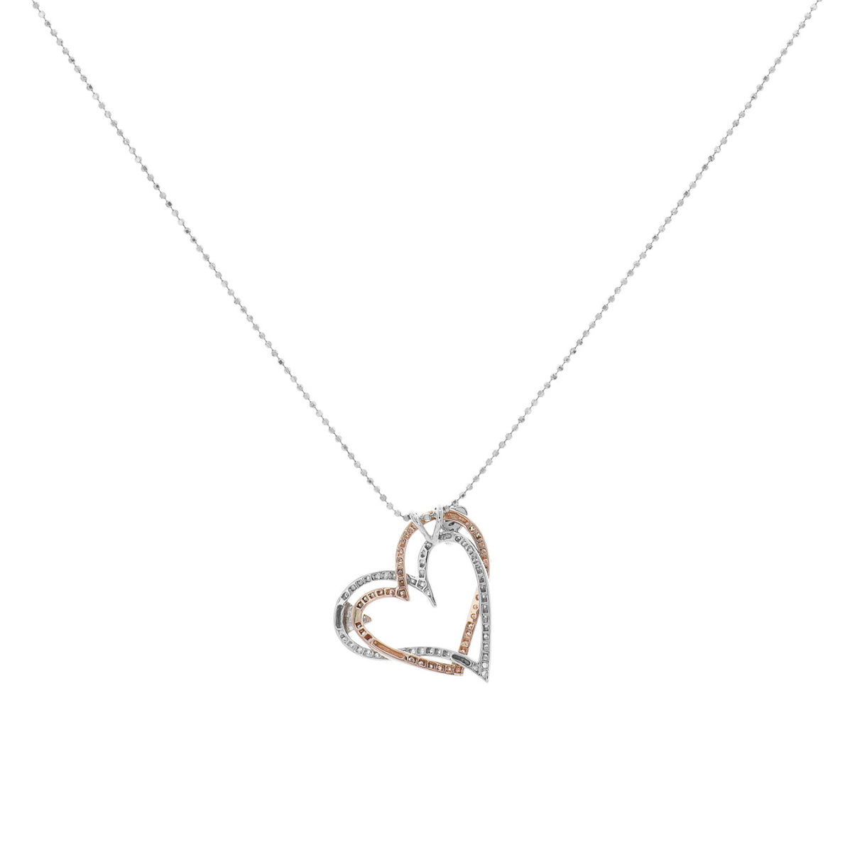 14K White Gold & Rose Gold 0.90 Carat Diamond Heart Pendant Fine Jewellery Modaselle