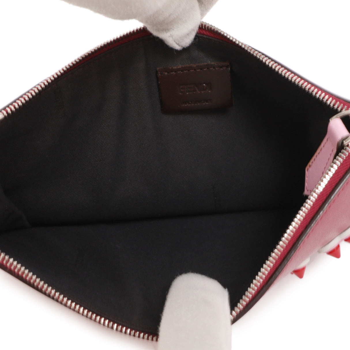 Fendi Love Studded Vitello Liberty Zip Pouch Accessories Fendi