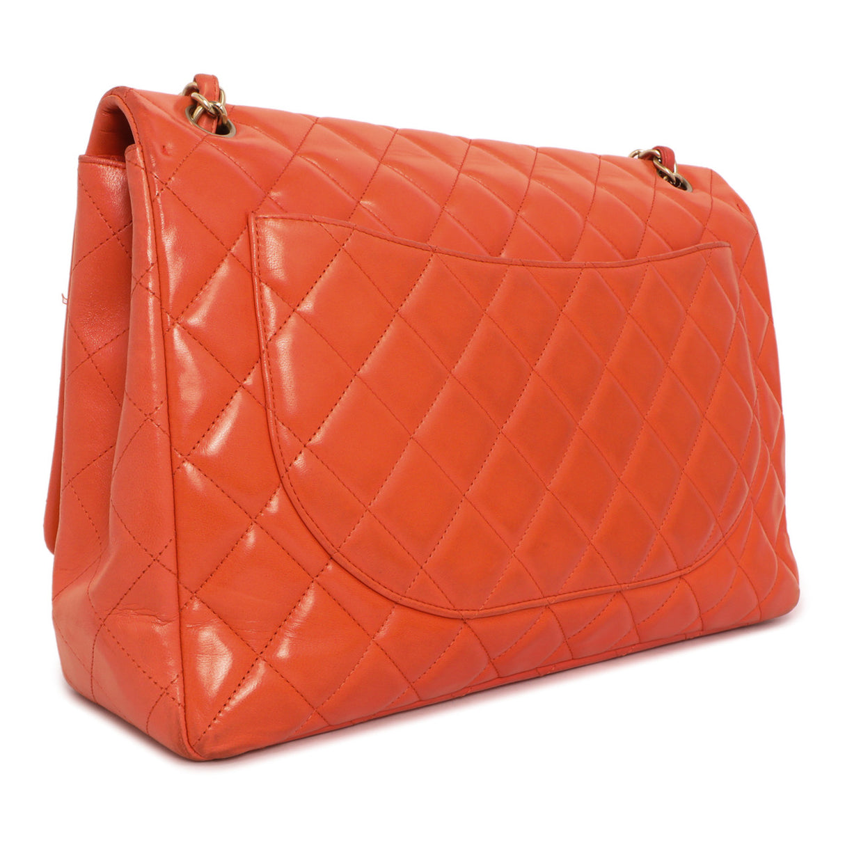 Chanel Coral Quilted Lambskin Maxi Classic Single Flap Handbags Chanel