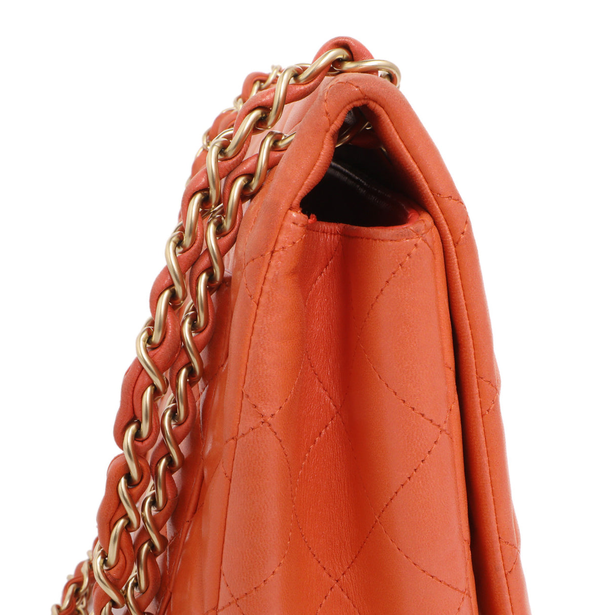 Chanel Coral Quilted Lambskin Maxi Classic Single Flap Handbags Chanel