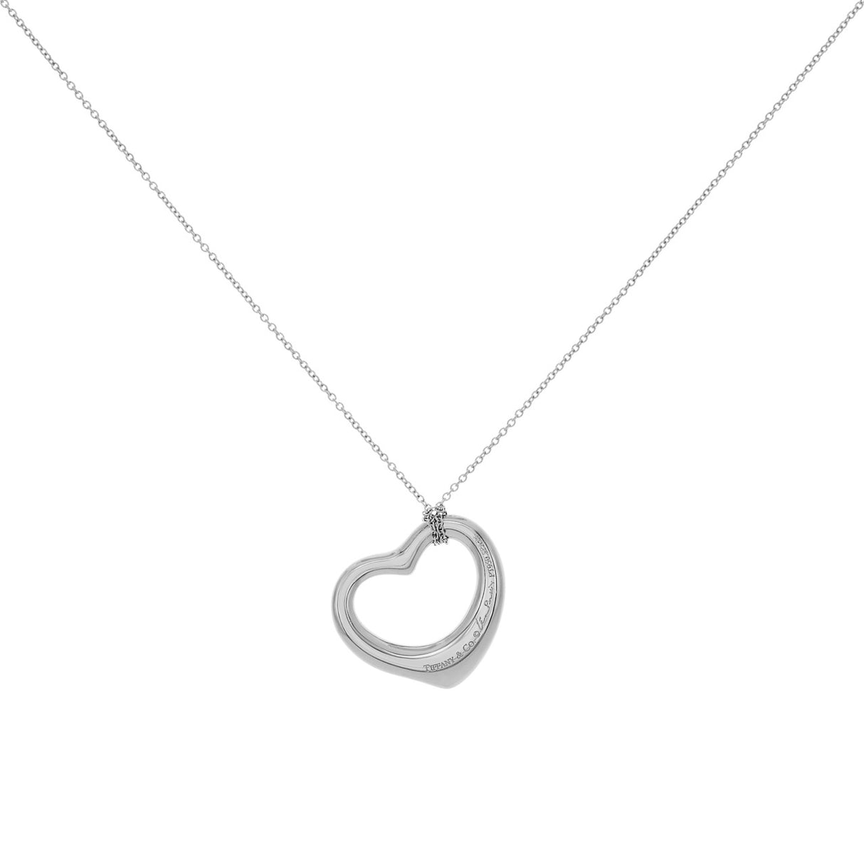 Tiffany & Co. Platinum Diamond 22mm Open Heart Pendant Designer Jewellery Tiffany and Co