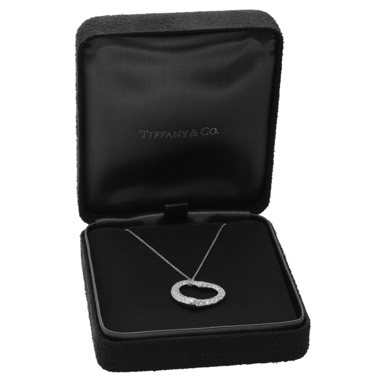 Tiffany & Co. Platinum Diamond 22mm Open Heart Pendant Designer Jewellery Tiffany and Co