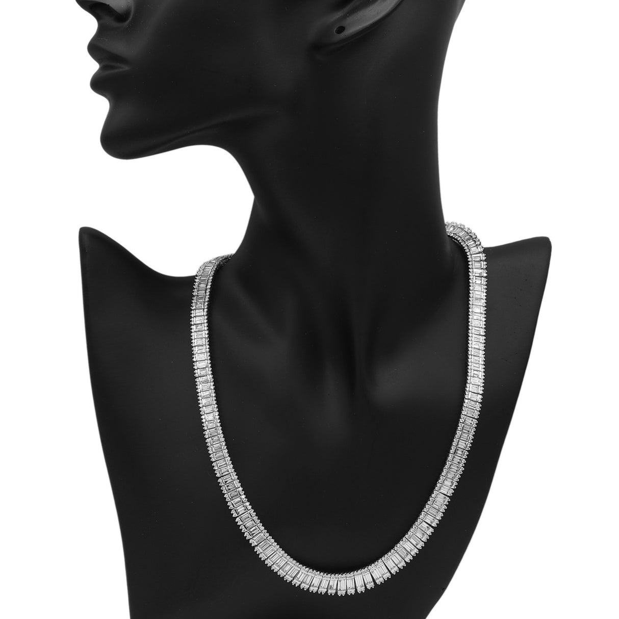 18K White Gold 20.72 Carat Diamond Riviere Necklace Fine Jewellery Modaselle