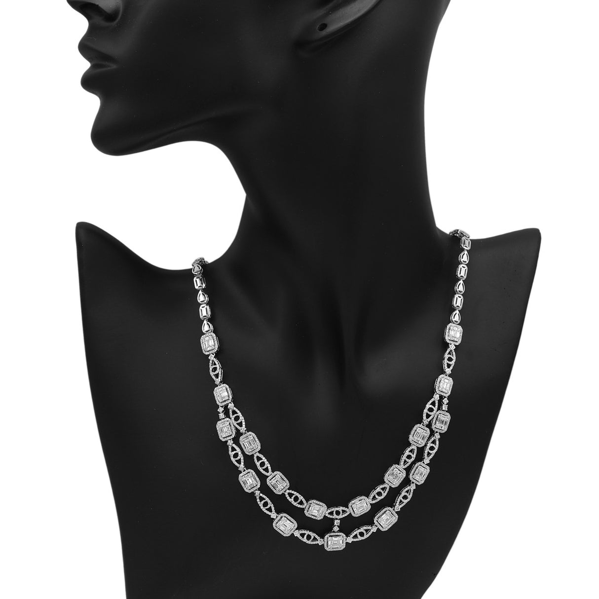 18K White Gold 7.46 Carat Diamond Necklace Fine Jewellery Modaselle