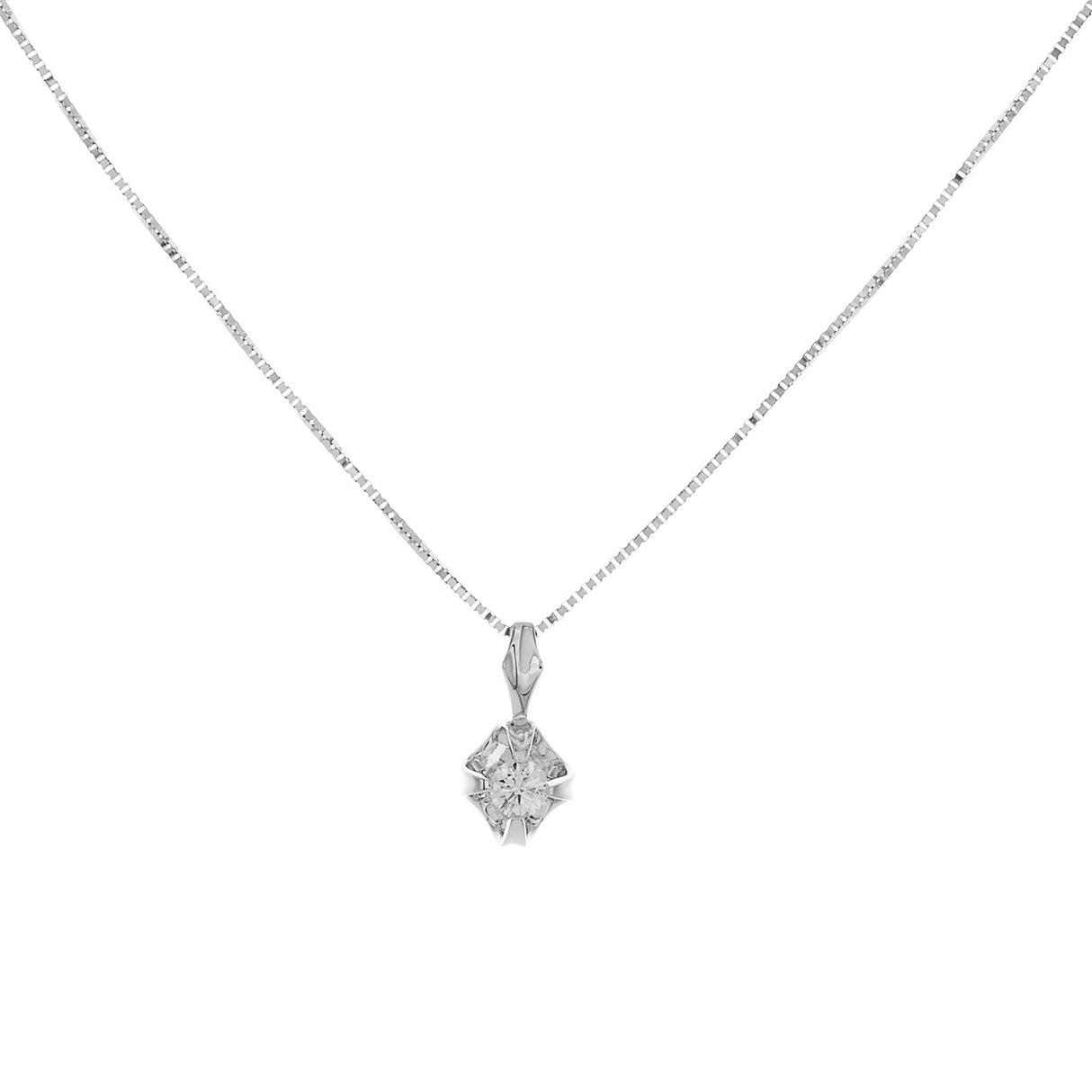 18K White Gold 0.30 Carat Diamond Pendant Necklace Fine Jewellery Modaselle