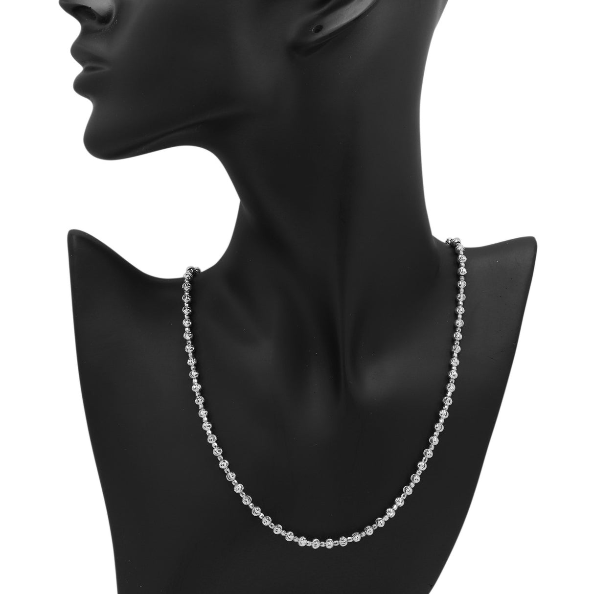 18K White Gold Ball Chain Necklace Fine Jewellery Modaselle