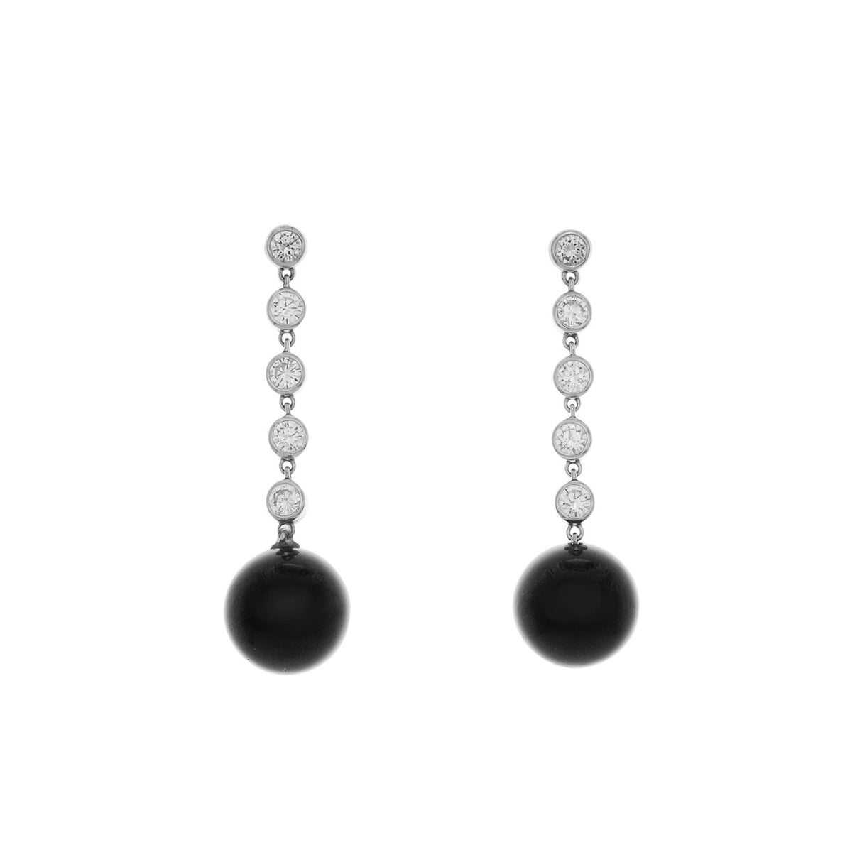 Tiffany & Co. Platinum Diamond Onyx Ziegfeld Drop Earrings Designer Jewellery Tiffany and Co
