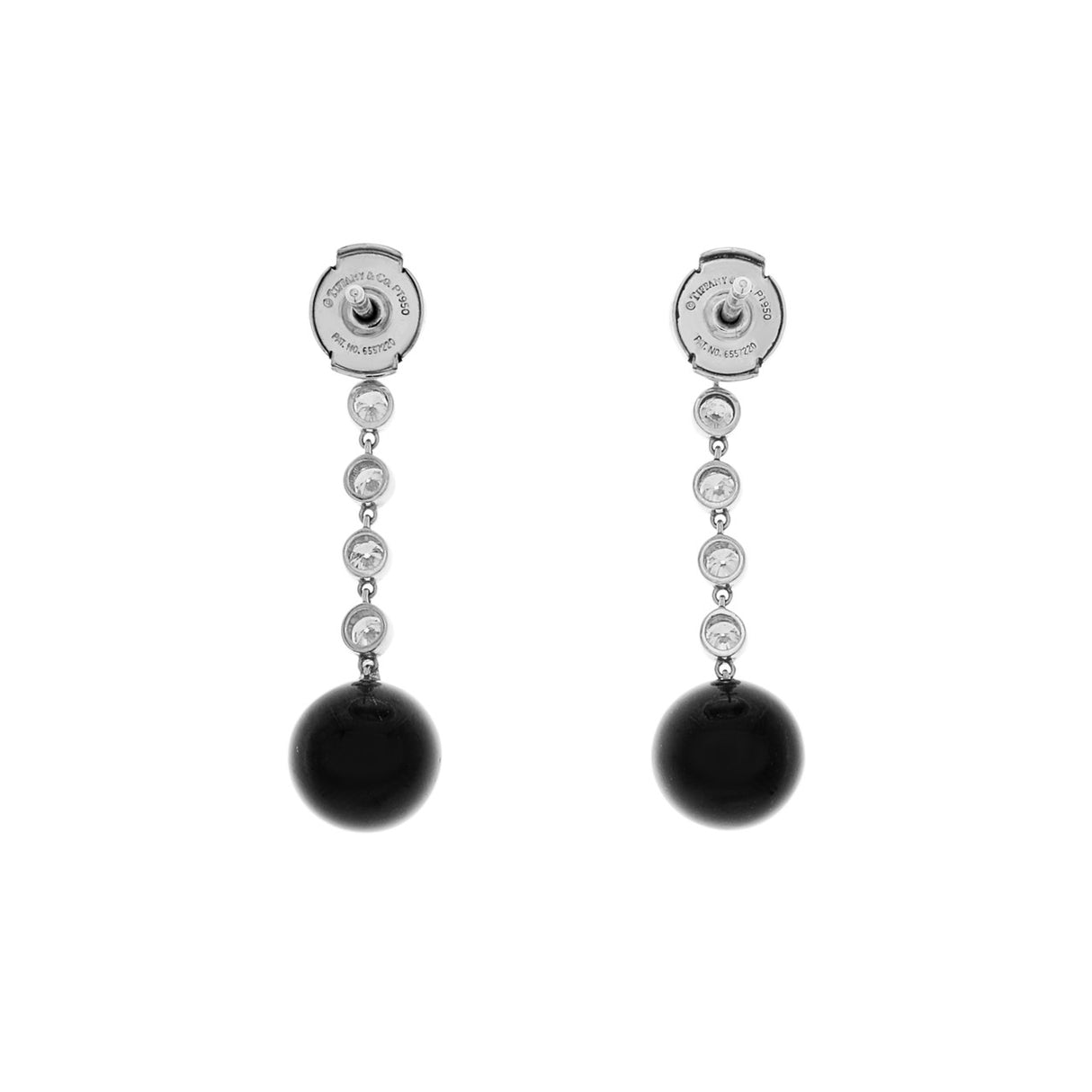 Tiffany & Co. Platinum Diamond Onyx Ziegfeld Drop Earrings Designer Jewellery Tiffany and Co