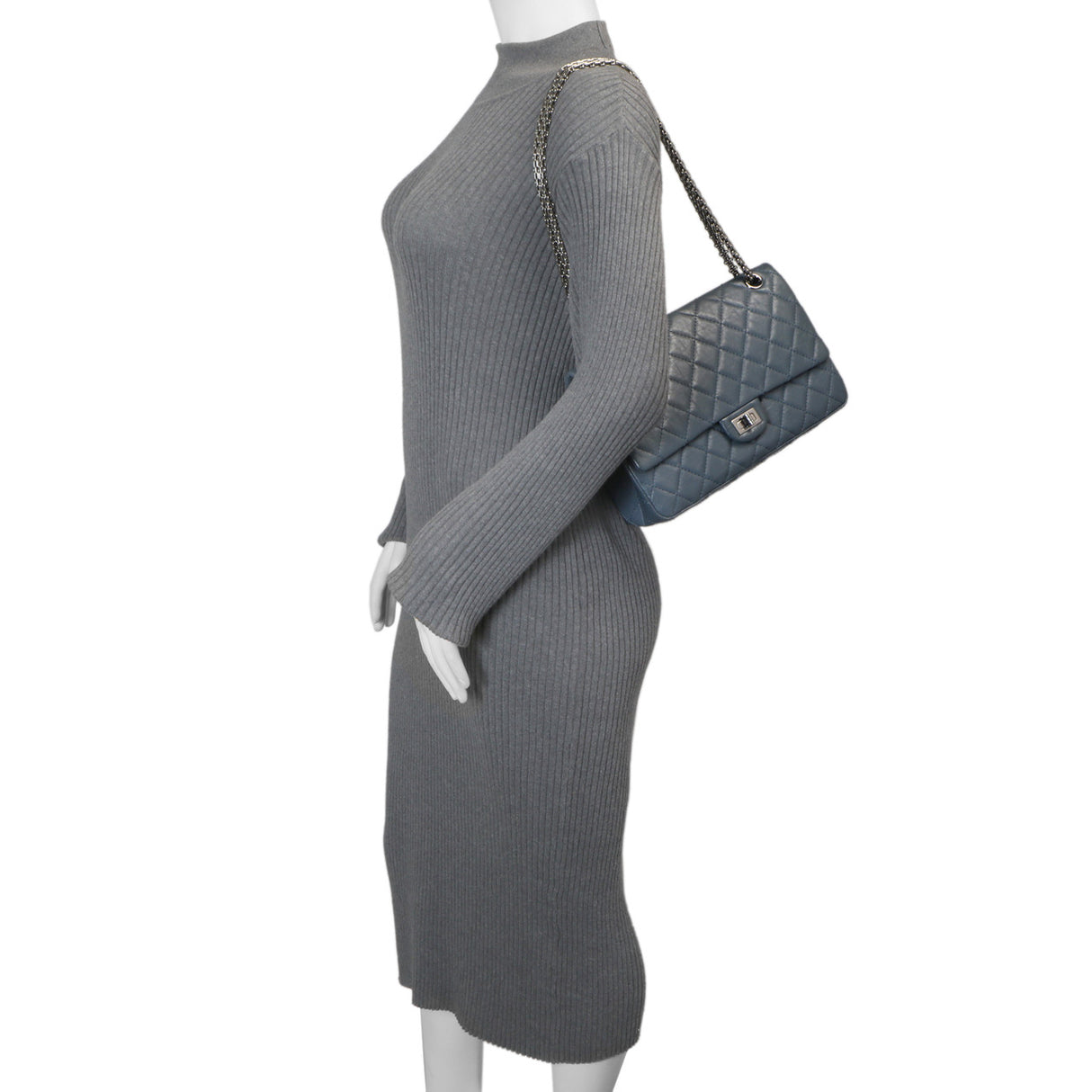 Chanel Blue Quilted Aged Calfskin 2.55 Reissue Double Flap 226 Handbags Chanel