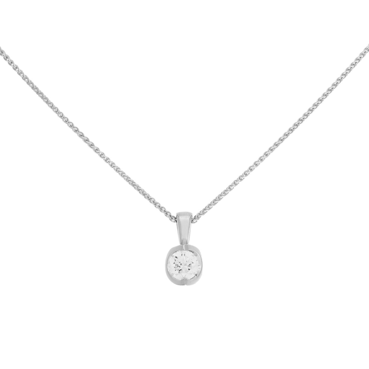14K White Gold 0.46 Carat Diamond Solitaire Pendant Fine Jewellery Modaselle