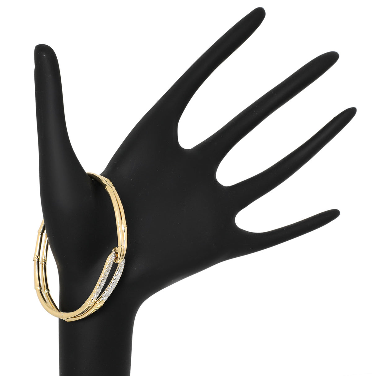 John Hardy 18K Diamond Bamboo Flex Hook Bracelet Designer Jewellery John Hardy