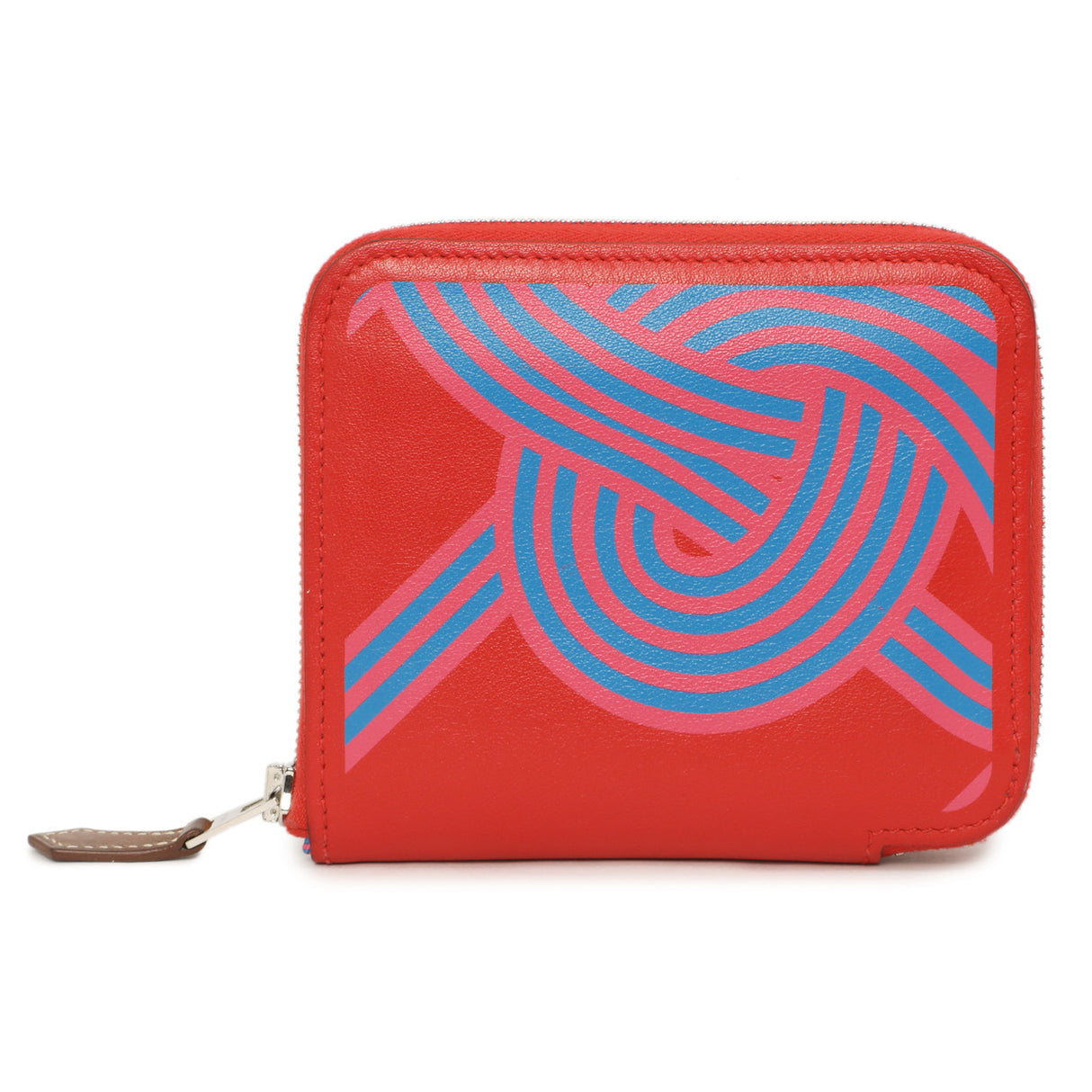 Hermes Rouge De Coeur Swift Noeuds Marins Silk'in Compact Zip Wallet Accessories Hermes