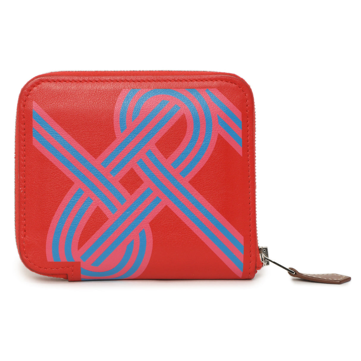 Hermes Rouge De Coeur Swift Noeuds Marins Silk'in Compact Zip Wallet Accessories Hermes