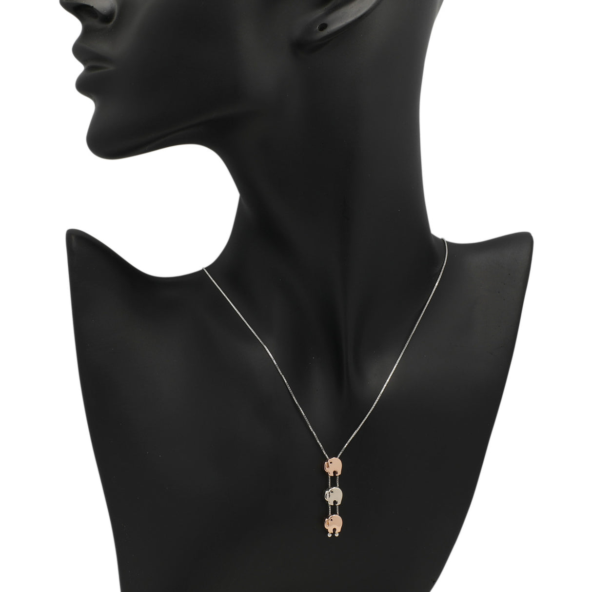 18K White & Rose Gold Elephant Necklace Fine Jewellery Modaselle