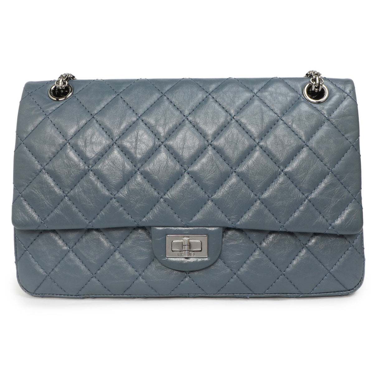Chanel Blue Quilted Aged Calfskin 2.55 Reissue Double Flap 226 Handbags Chanel