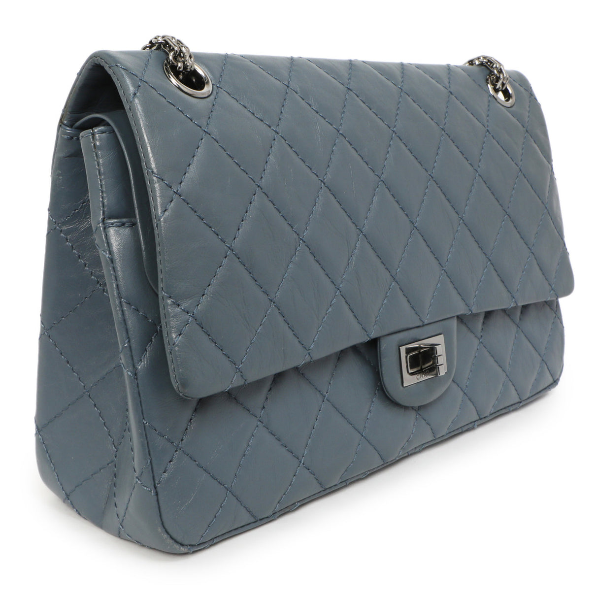 Chanel Blue Quilted Aged Calfskin 2.55 Reissue Double Flap 226 Handbags Chanel