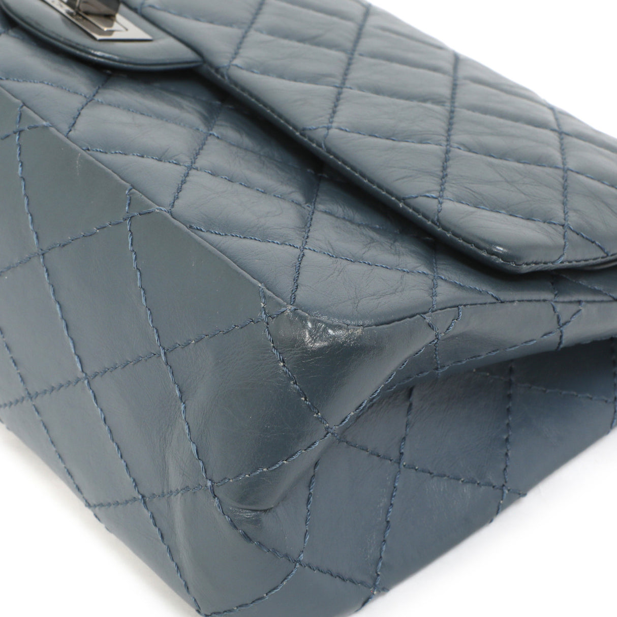 Chanel Blue Quilted Aged Calfskin 2.55 Reissue Double Flap 226 Handbags Chanel