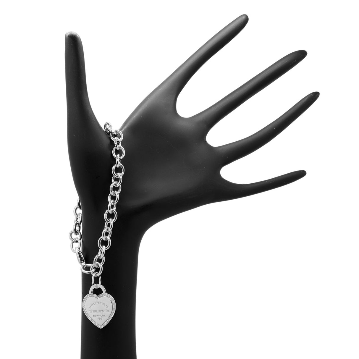 Tiffany & Co. 18K White Gold & Diamond Heart Tag Bracelet Designer Jewellery Tiffany and Co