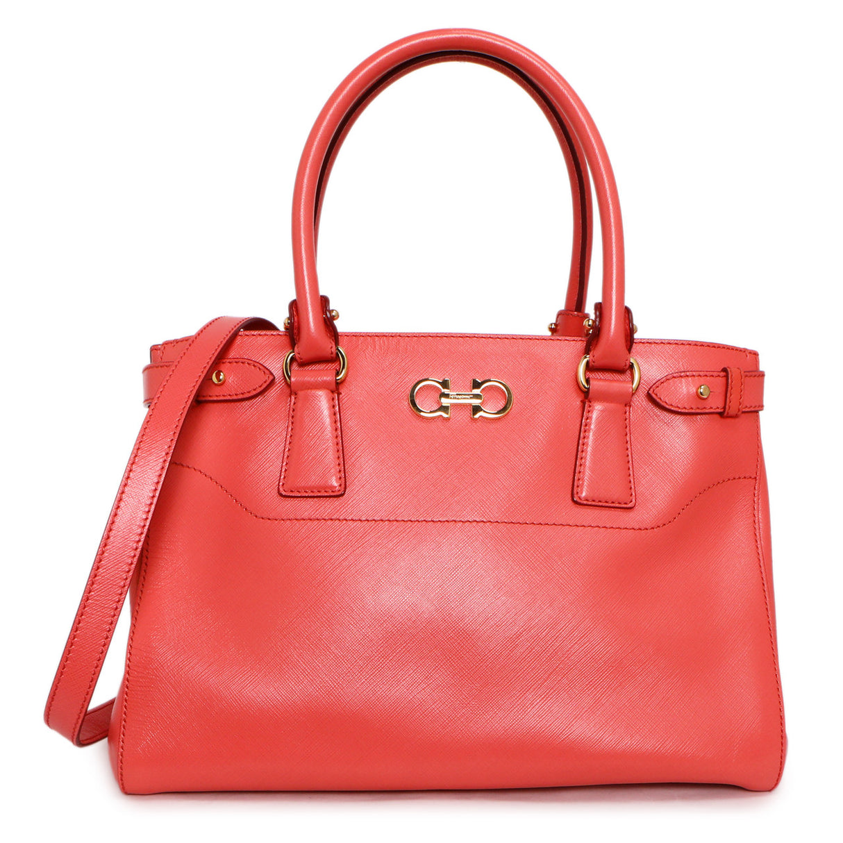 Salvatore Ferragamo Coral Saffiano Beky Tote Handbags Salvatore Ferragamo