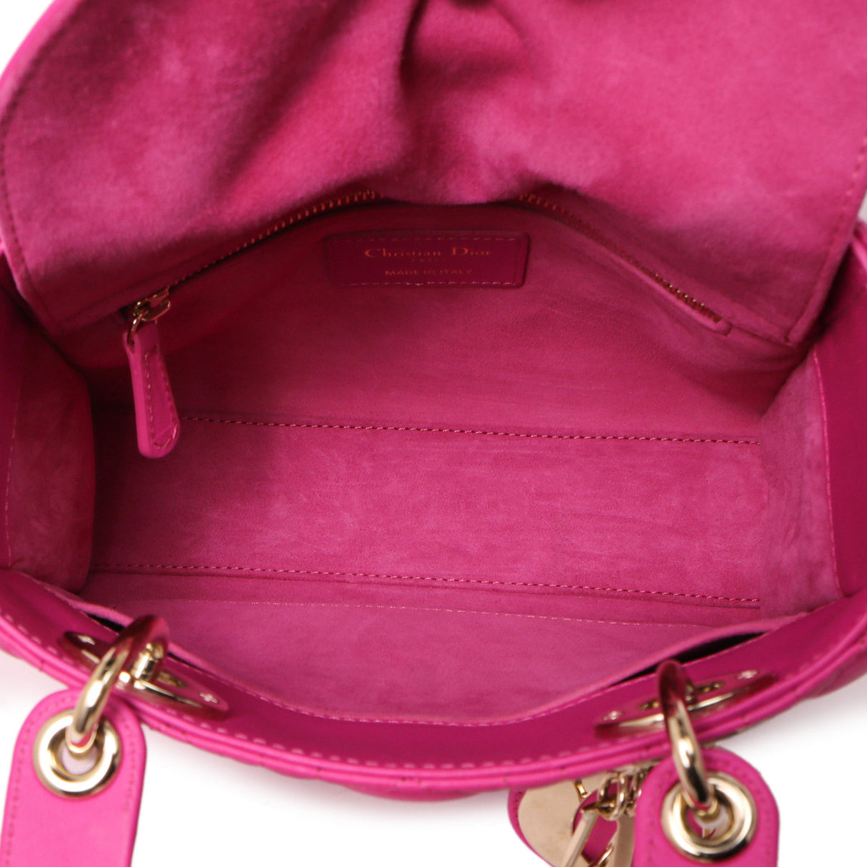 Christian Dior Magenta Lambskin Cannage Small My ABCDior Lady Dior Handbags Christian Dior