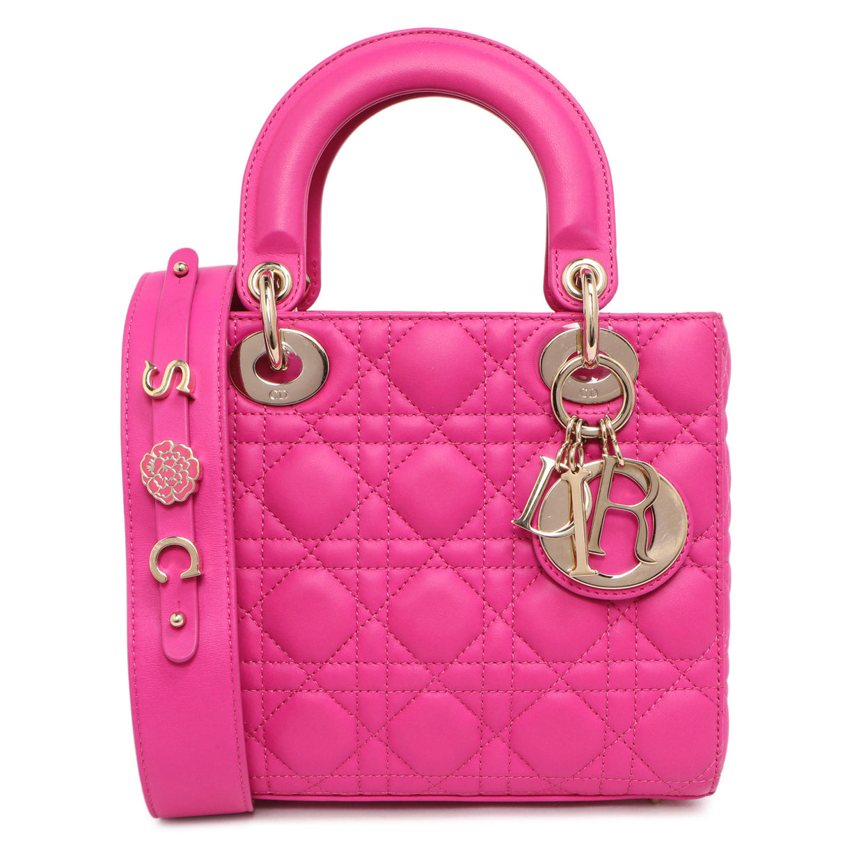 Christian Dior Magenta Lambskin Cannage Small My ABCDior Lady Dior Handbags Christian Dior