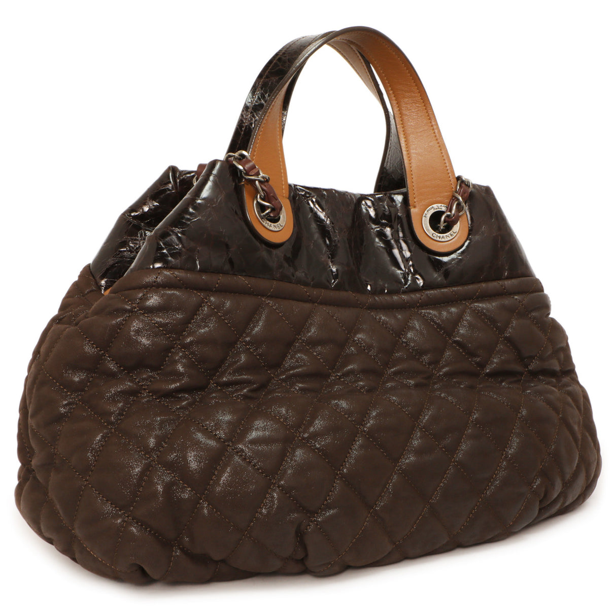 Chanel Burgundy Quilted Iridescent Calfskin Small In The Mix Tote Handbags Chanel