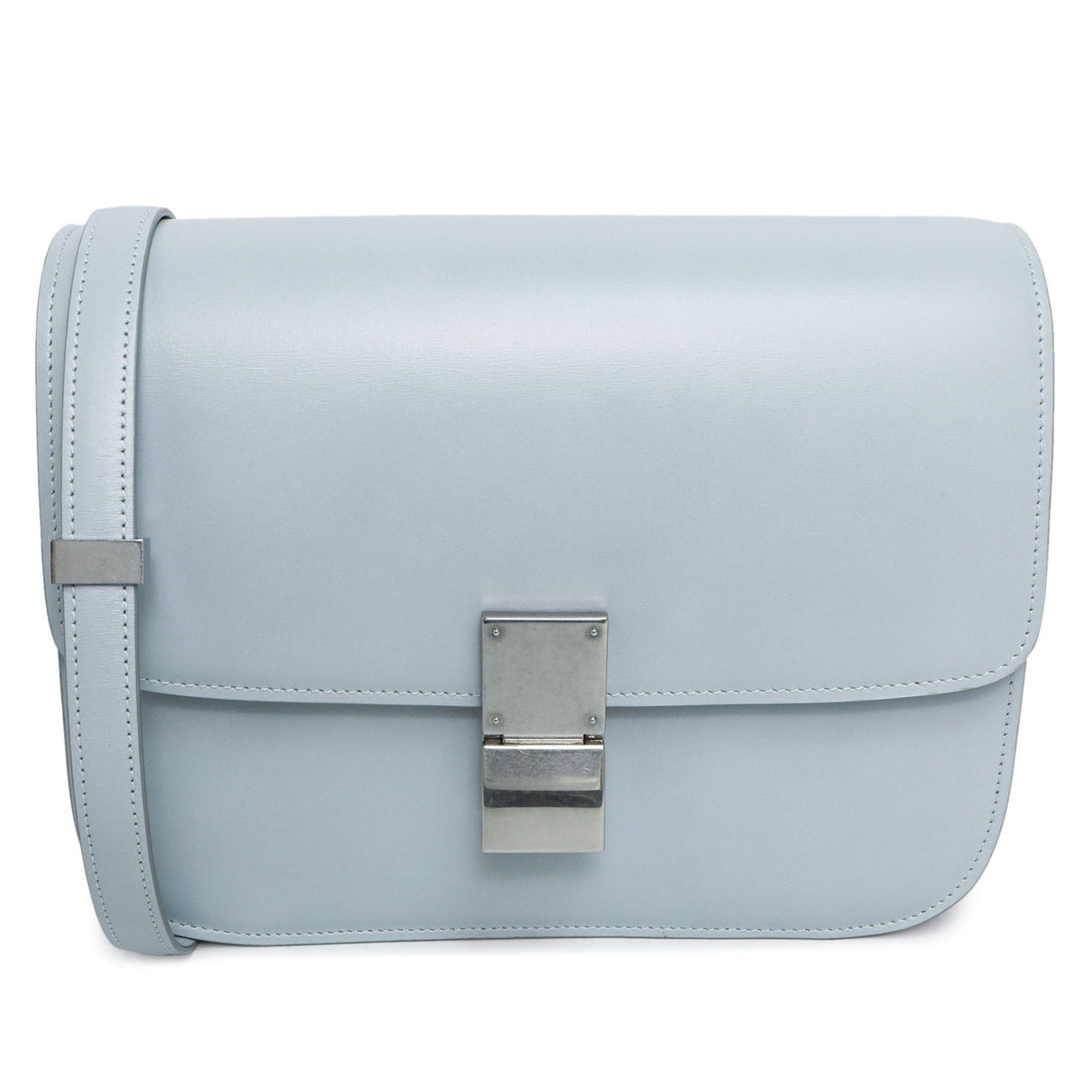 Celine Pale Blue Box Calfskin Medium Classic Flap Bag Handbags Celine