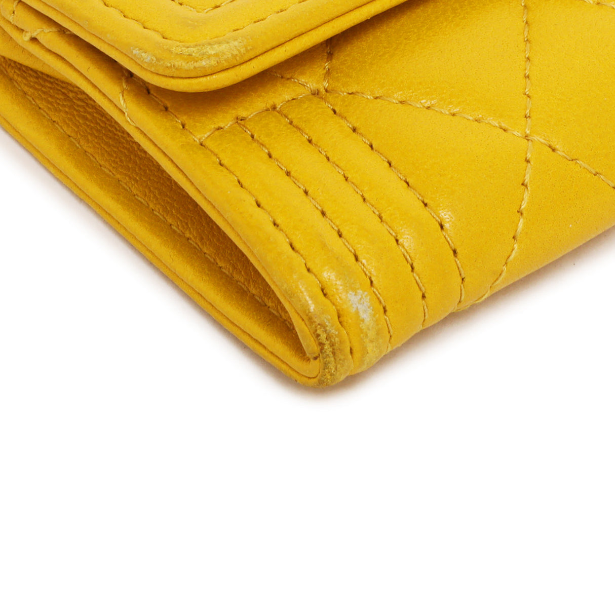 Chanel Yellow Quilted Lambskin Boy Flap Card Holder Accessories Chanel