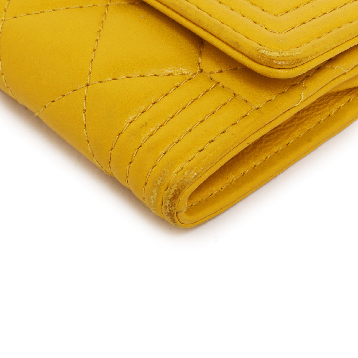 Chanel Yellow Quilted Lambskin Boy Flap Card Holder Accessories Chanel