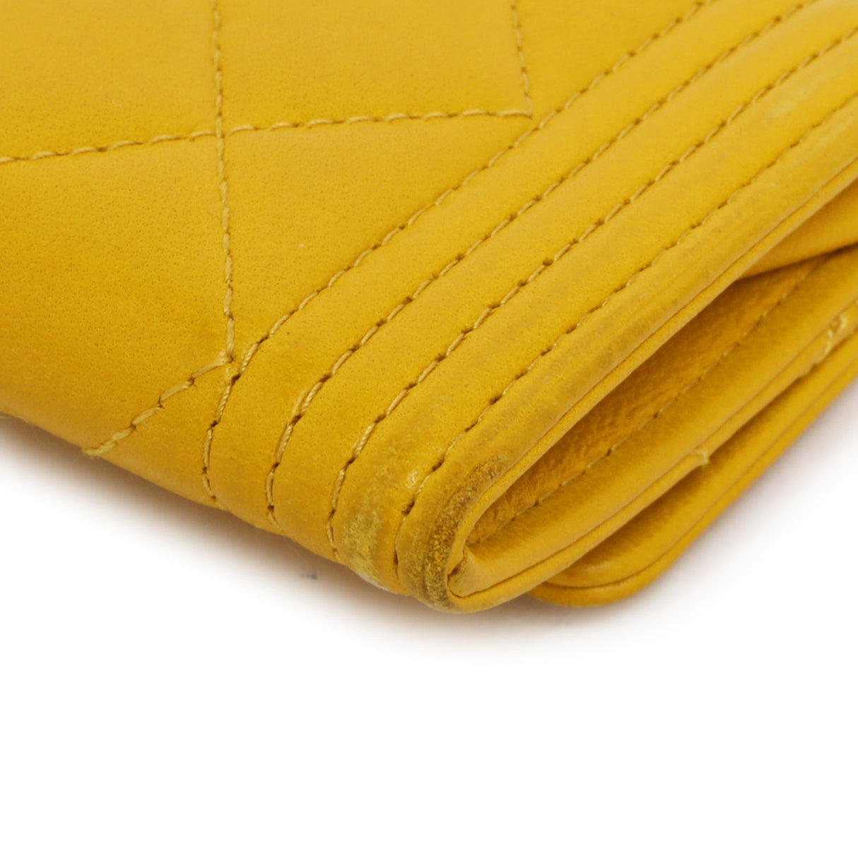 Chanel Yellow Quilted Lambskin Boy Flap Card Holder Accessories Chanel