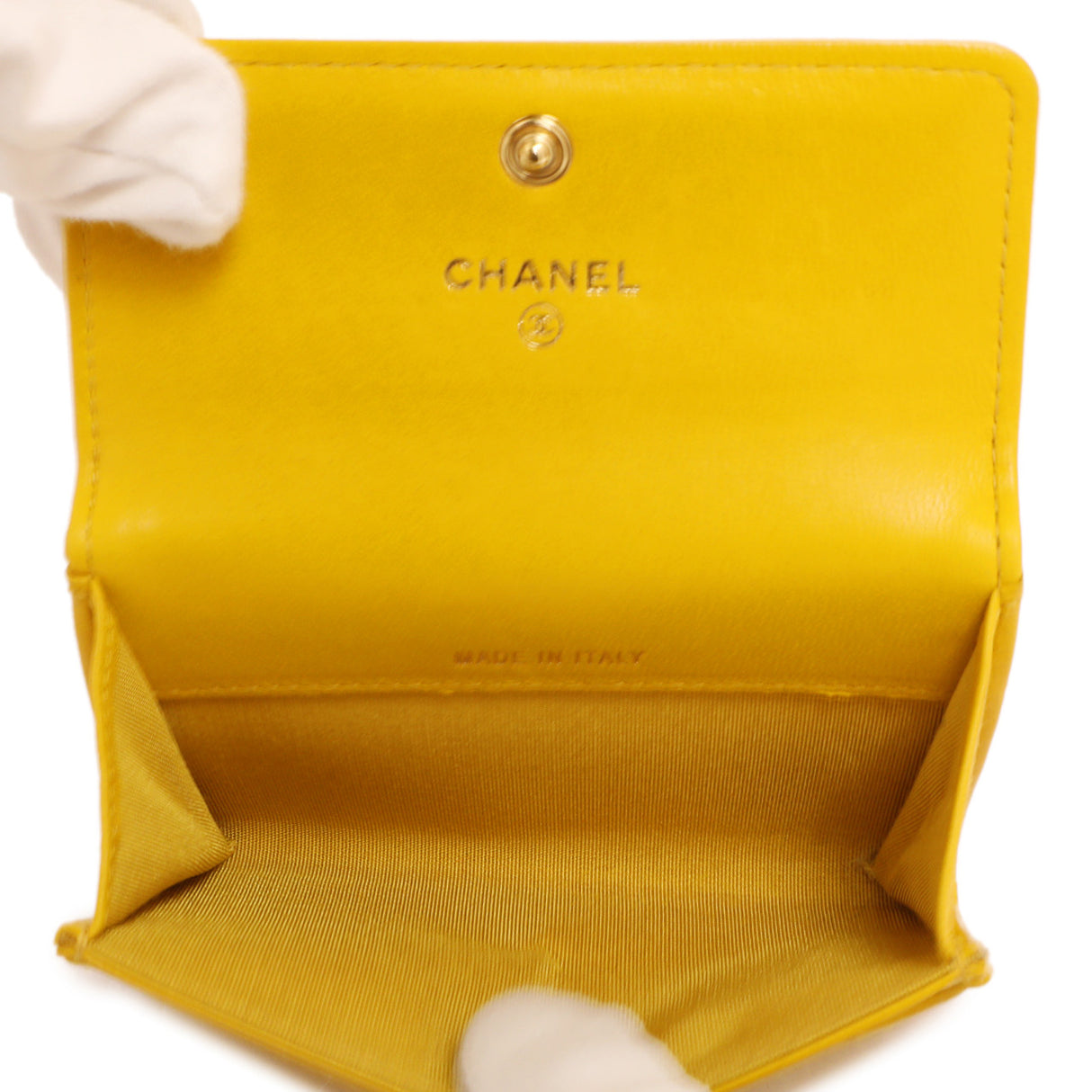 Chanel Yellow Quilted Lambskin Boy Flap Card Holder Accessories Chanel