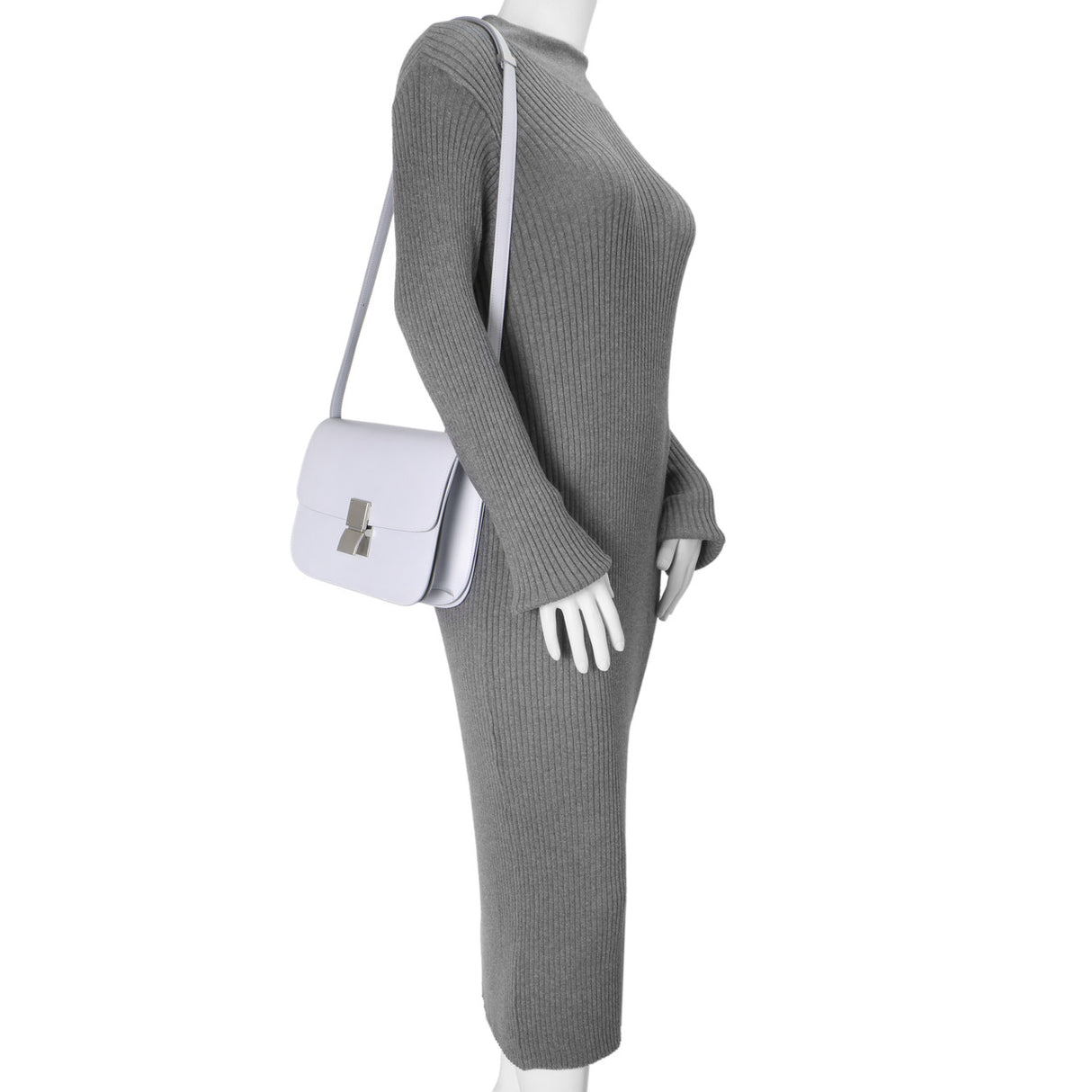 Celine Pale Blue Box Calfskin Medium Classic Flap Bag Handbags Celine