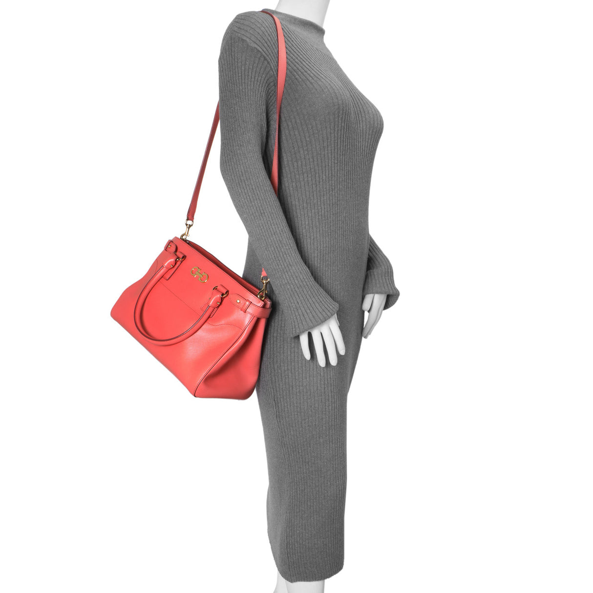 Salvatore Ferragamo Coral Saffiano Beky Tote Handbags Salvatore Ferragamo