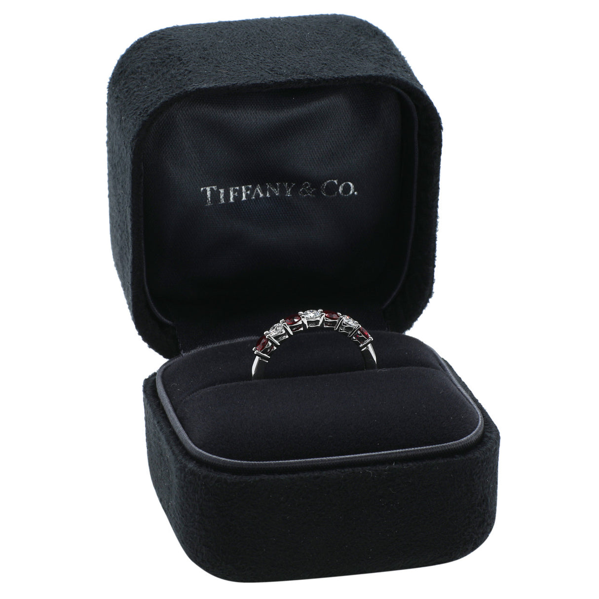 Tiffany & Co. Platinum Diamond Ruby Forever Band Ring Designer Jewellery Tiffany and Co