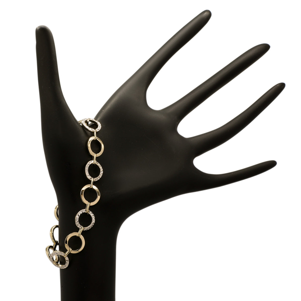 10K Yellow & White Gold Circle Link Bracelet Fine Jewellery Modaselle