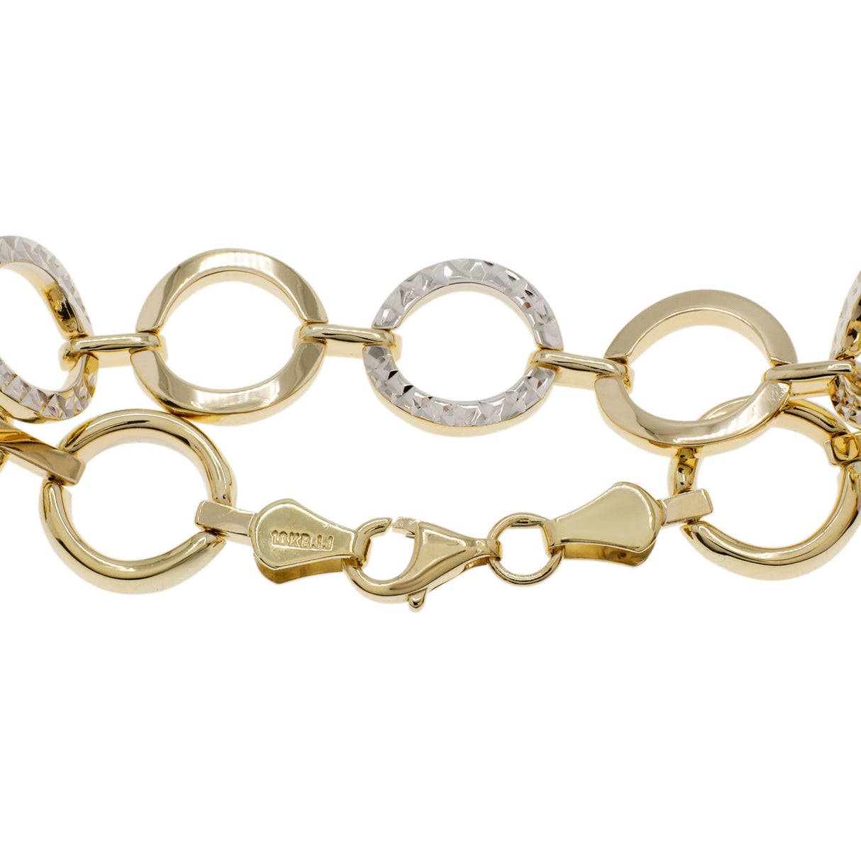 10K Yellow & White Gold Circle Link Bracelet Fine Jewellery Modaselle