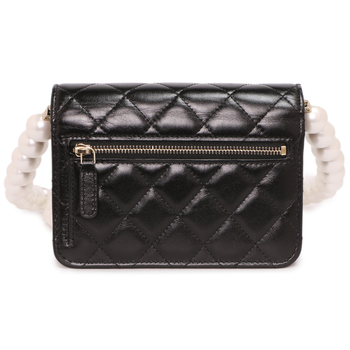 Chanel Black Quilted Calfskin Mini Maxi Pearls Wallet On Chain WOC Handbags Chanel