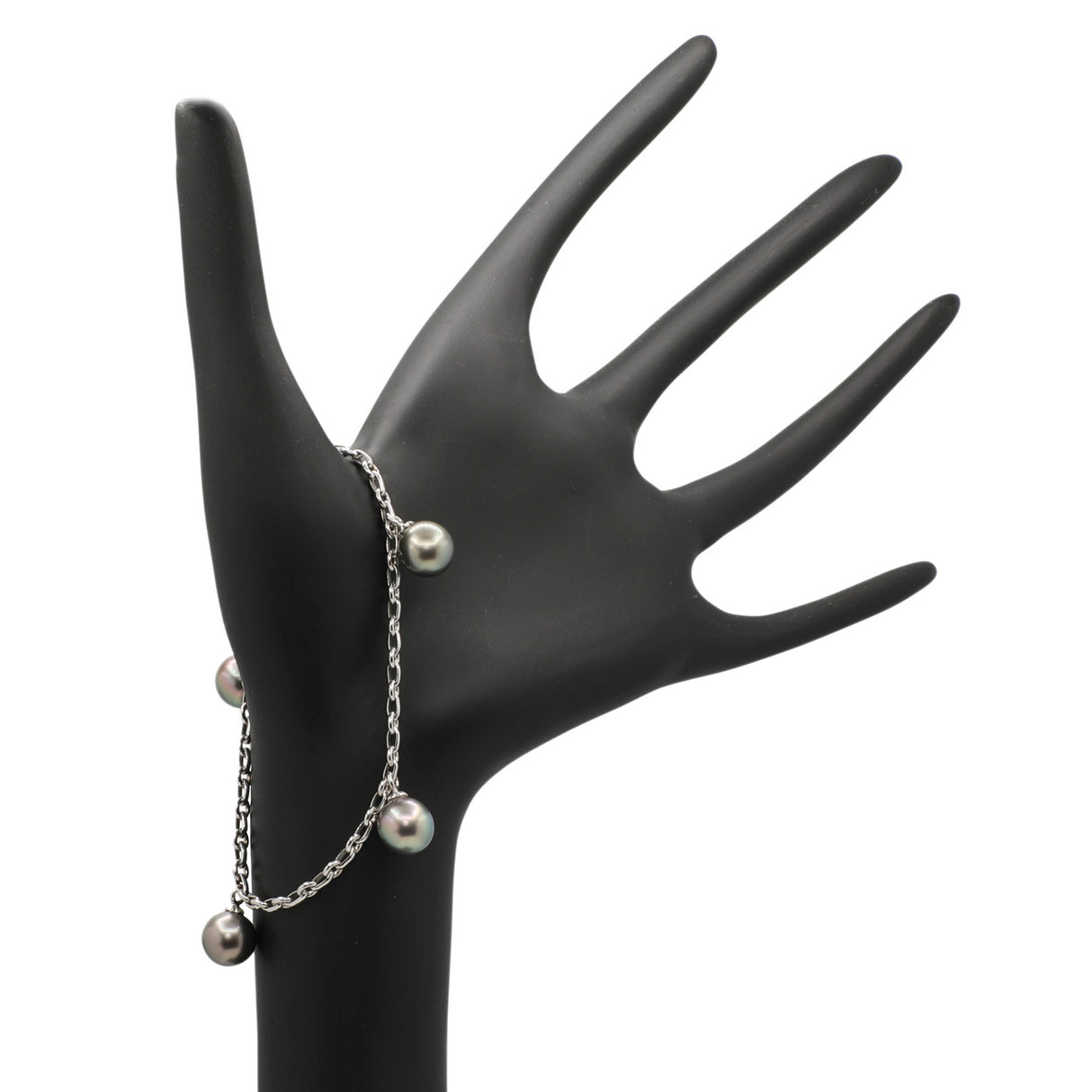 18K White Gold Tahitian Black Pearl Bracelet Fine Jewellery Modaselle