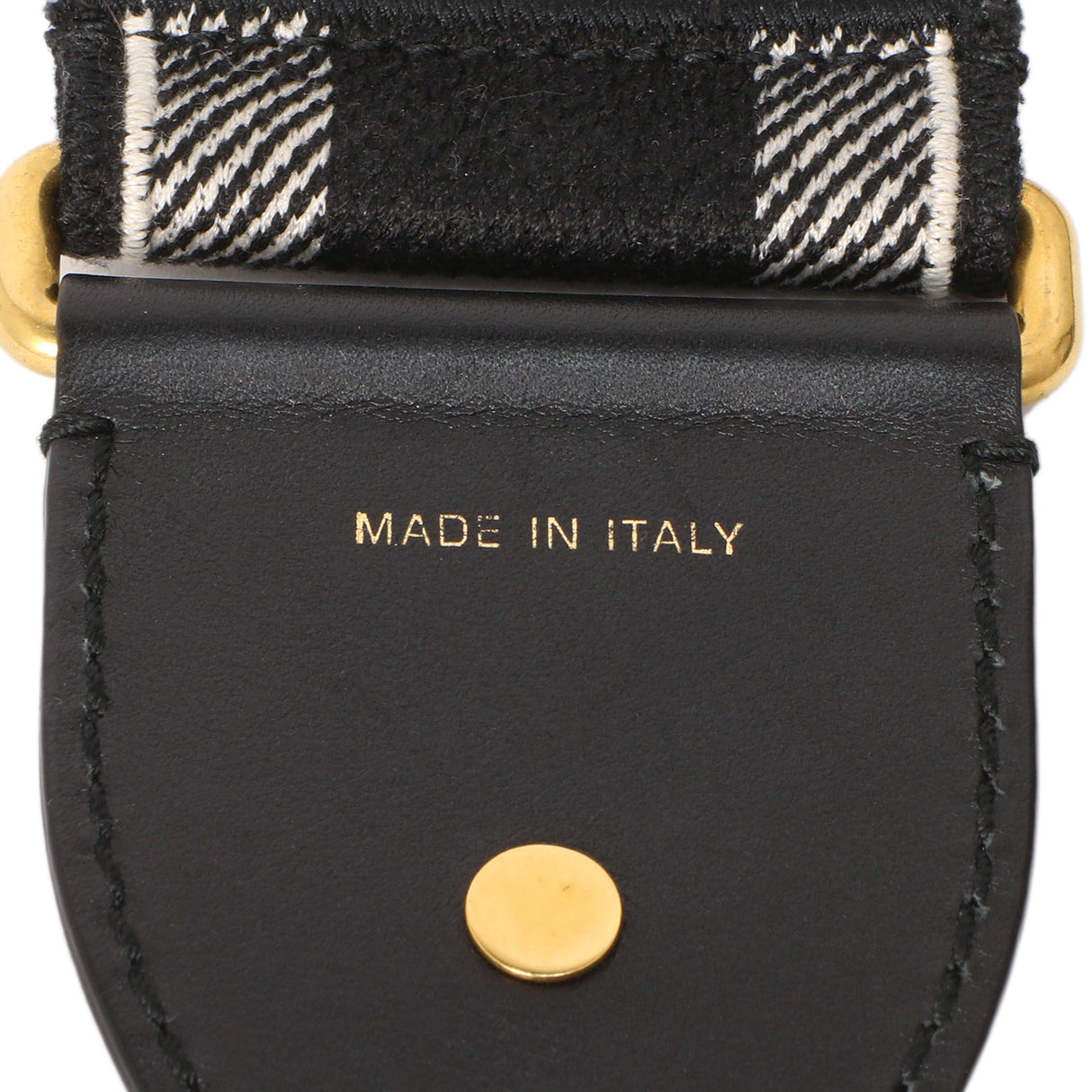 Christian Dior Black-White Embroidered Canvas Studded Shoulder Strap Accessories Christian Dior