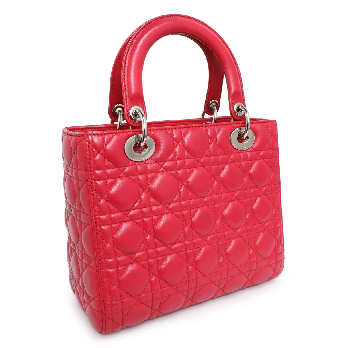 Christian Dior Fuchsia Lambskin Cannage Medium Lady Dior Handbags Christian Dior
