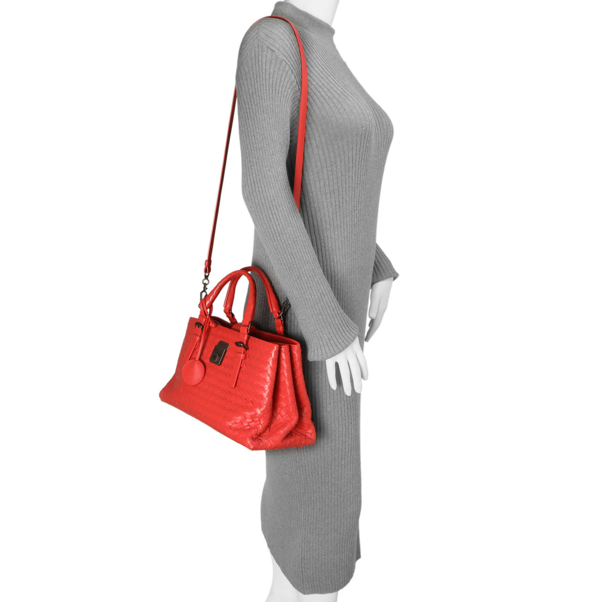 Bottega Veneta Red Intrecciato Small Roma Bag Handbags Bottega Veneta