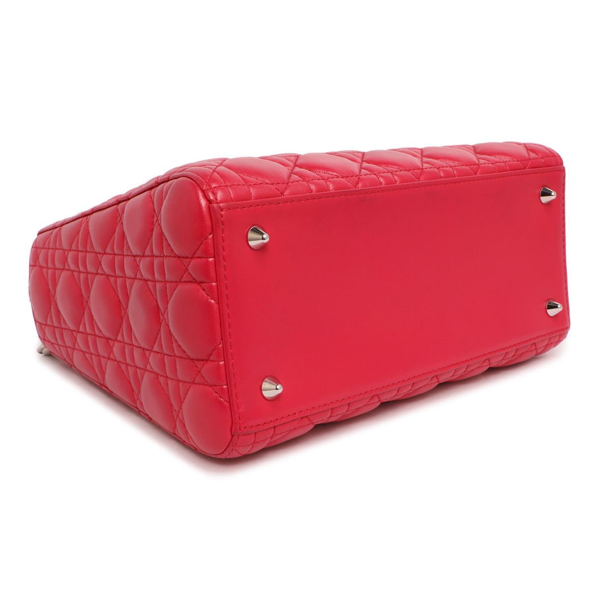 Christian Dior Fuchsia Lambskin Cannage Medium Lady Dior Handbags Christian Dior