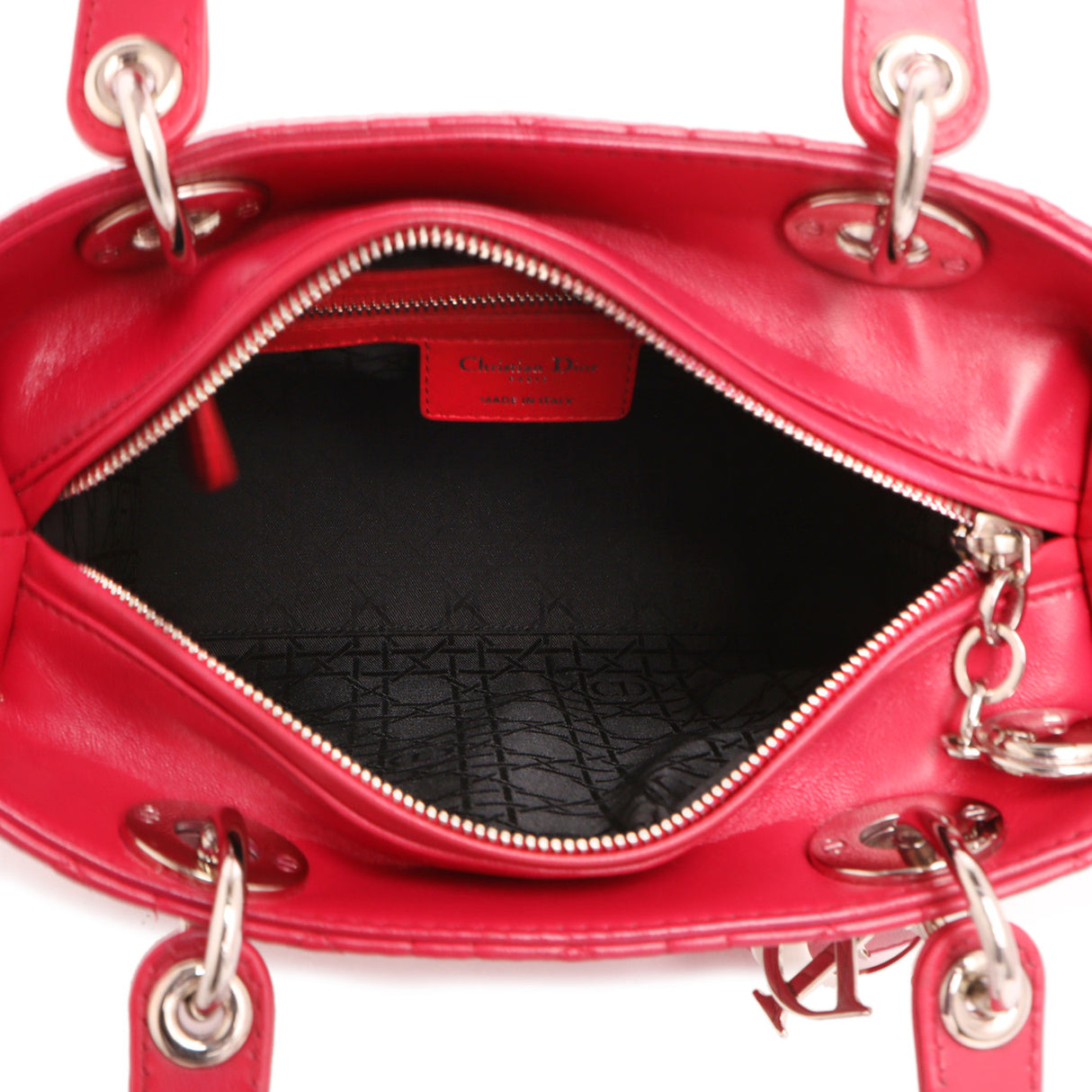 Christian Dior Fuchsia Lambskin Cannage Medium Lady Dior Handbags Christian Dior