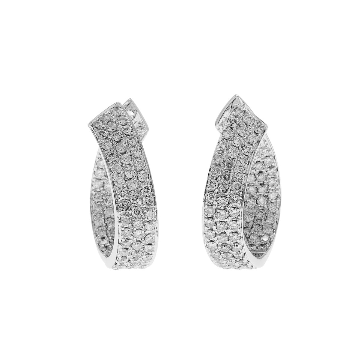 14K White Gold 1.54 Carat Diamond Hoop Earrings Fine Jewellery Modaselle