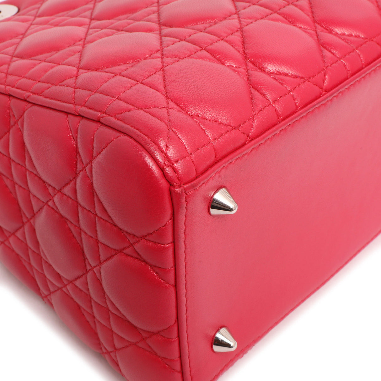 Christian Dior Fuchsia Lambskin Cannage Medium Lady Dior Handbags Christian Dior