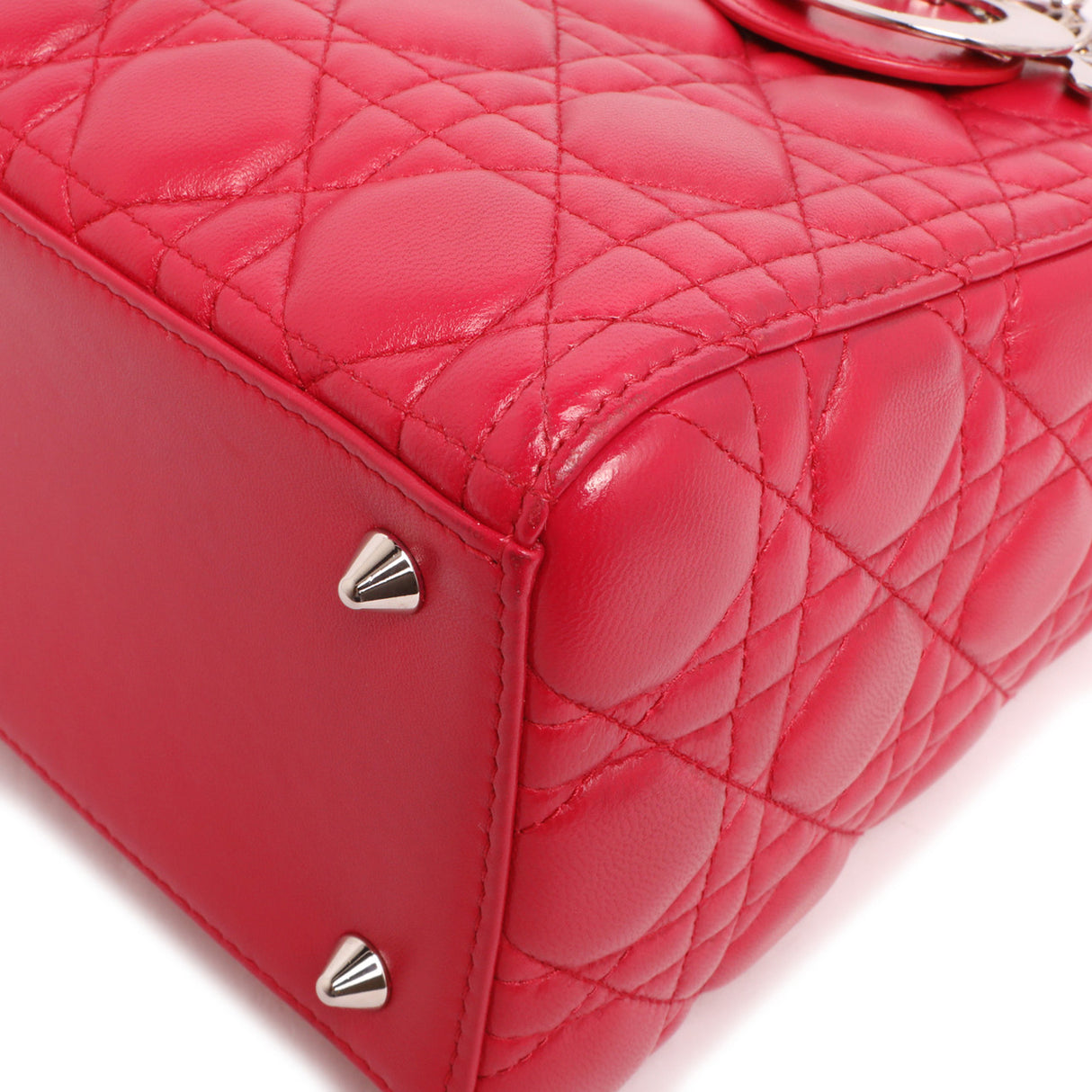 Christian Dior Fuchsia Lambskin Cannage Medium Lady Dior Handbags Christian Dior